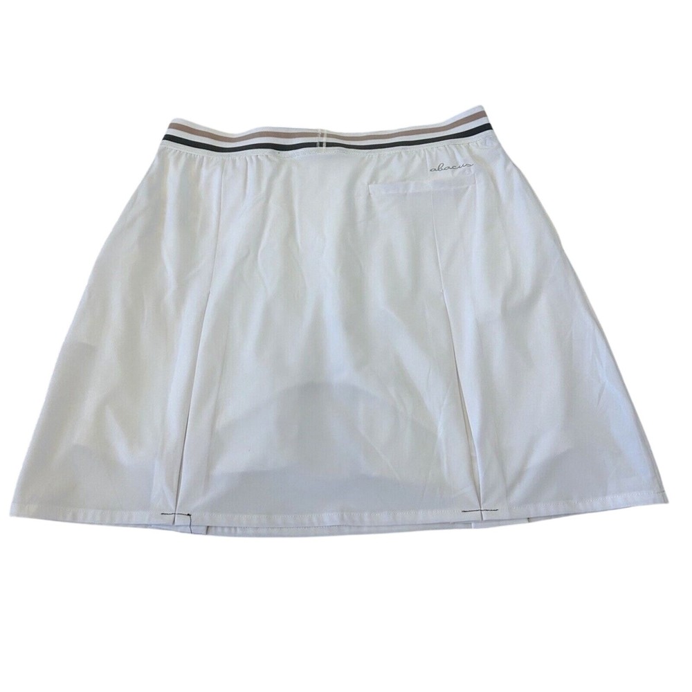 Abacus Women's Simola Golf Skort 36/6 White Elastic Waist Pockets NEW